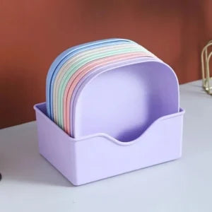 10-Piece Plastic Plates Set With Holder