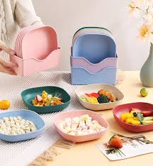 10-Piece Plastic Plates Set With Holder
